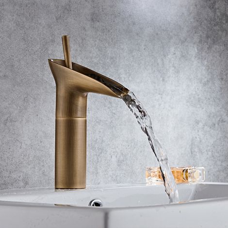 Waschbeckenarmatur Für Badezimmer, Kaskadenmischbatterie, Einstellbare Spülenarmatur Mit Warm- Und Kaltwasser, Verchromtes Messing