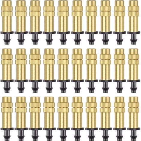 30 Stück Verstellbare Kupfer-zerstäuberdüsen, Tropfbewässerungssprühgerät 4 / 7mm, Mikrozerstäuber, Bewässerungsausrüstung, Kühlung, Garten, Gewächshaus, Gemüse