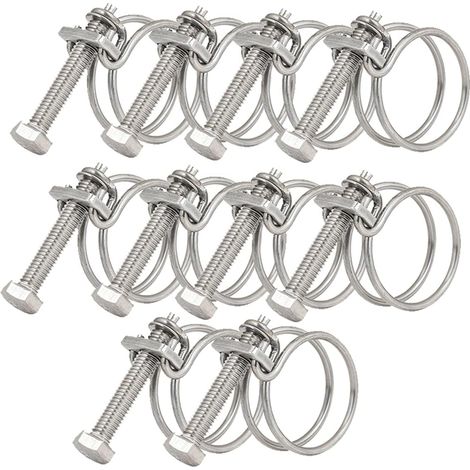 10er-set Doppel-draht-schlauchschellen, 36–40 Mm, Aus Edelstahl 201, Universelle Befestigung Für Wasserleitungsschläuche