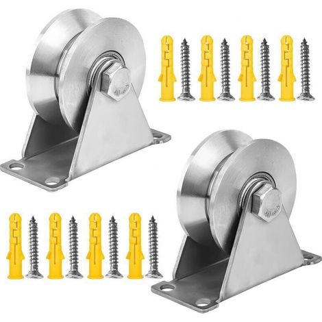 2 Stück Hebepulley, Edelstahl-moufflage, V-pulley Einfach Für Kabel, 48 Mm Pulley Mit Lagern, Tragfähigkeit 180 Kg, Für Schienen-rolltor, Kabel, Rolltor, Seile