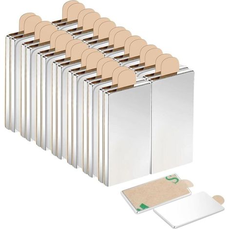 30 Stück Starke Haftmagnete 20 X 10 X 1 Mm, Selbstklebende Flache Magnete Paarweise, Rechteckige Neodym-magnete Für Whiteboard, Kühlschrank, Küche, Basteln, Heimwerken Und Fotos