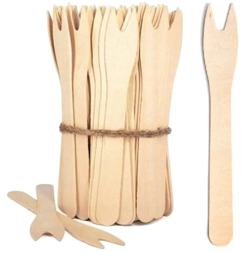 Einweg-holzgabeln Für Pommes Frites, 100 Stück.