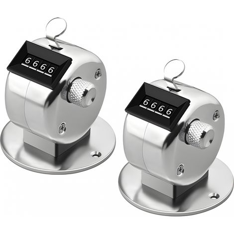 Manueller Metallzähler Silber, Mechanischer Handzähler, Manueller Zähler Mit 4 Ziffern, Zubehör Für Sporttrainer (2 Stück)
