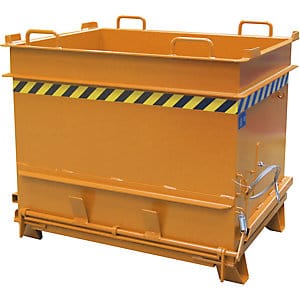 Bauer Baustoffcontainer BC 1000 (Steinklammer-Entriegelung), lackiert, Gelborange
