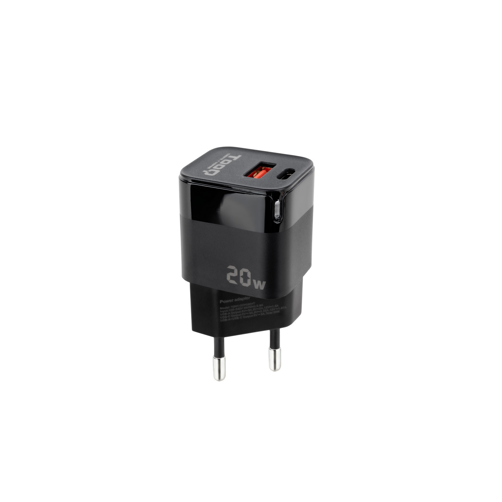 Ladegerät Red Usb-c Pd + Usb-a Qc 20w Schwarz Tooq Tqwc-qcpd20