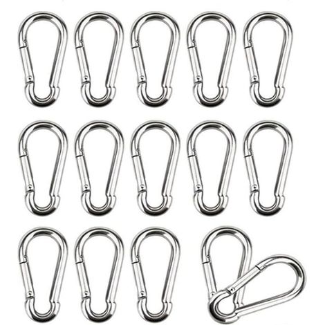 16 Stück M4 Karabinerhaken Aus Edelstahl 304, Kleine Karabiner Mit Federmechanismus, Geeignet Zum Aufhängen Von Festen Haken, 40 X 4 Mm