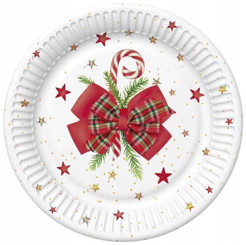 Pappteller Schleife Weihnachtsstern 18 Cm 8 Stück.