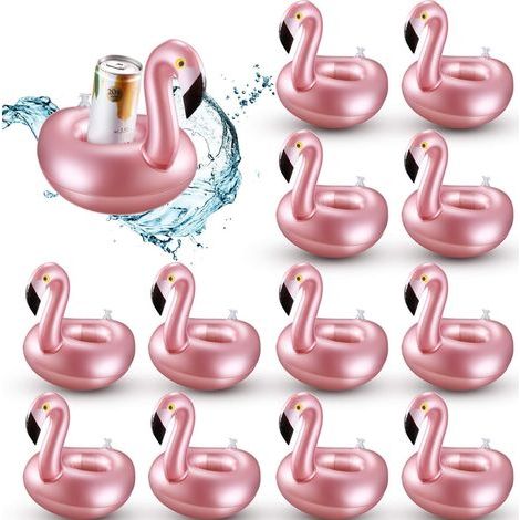 12 Stück Aufblasbare Getränkehalter Flamingo-getränkeschwimmer Aufblasbar Wiederverwendbar Niedliches Tier-tassenuntersetzer Pool-becherhalter Für Sommer-schwimmfest
