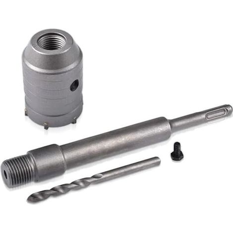 Kernbohrer Für Beton 40 Mm Mit Sds-plus-adapter, Länge 200 Mm + Spiralbohrer + Positionierschraube, Für Ziegel, Beton, Zement Und Stein, Zur Erstellung Von Öffnungen Für Klimaanlage