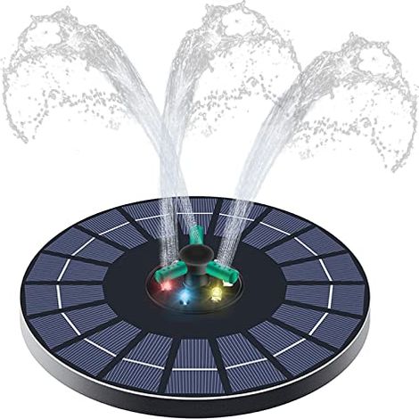Solarbrunnen Für Teich Mit Led, Solar-wasserfontäne Für Den Außenbereich Im Garten, Solar-vogeltränke Im Freien, Solarpumpe Für Gartenbrunnen, Vogeltränke Mit Beleuchtung