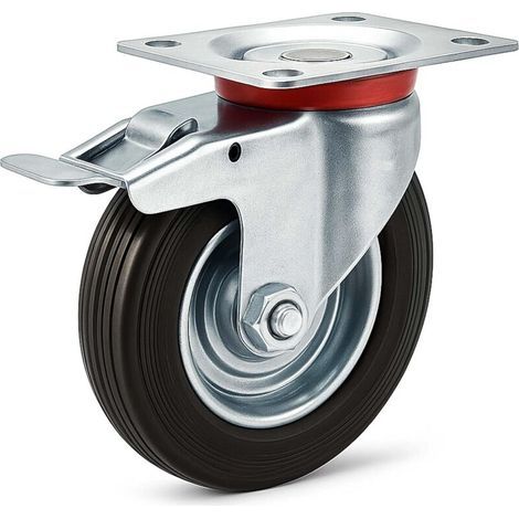 Schwerlast-rollen, 2er-set, 125 Mm, 360° Drehbar, Kugellager, 2 Bremsen, Tragfähigkeit 320 Kg, Schwarz