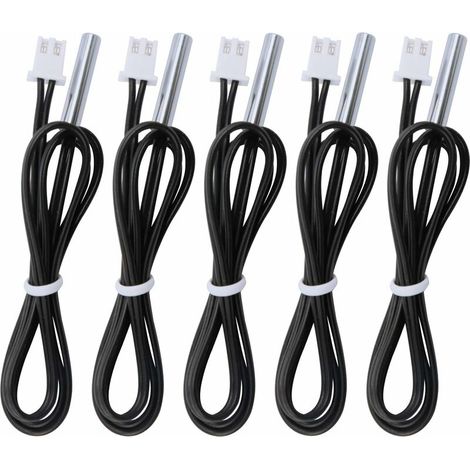 5 Stück Temperaturfühler 10k B3950, Temperatursensor -25 Bis 125 Grad Celsius, 0,5 Meter Ntc-temperaturfühlersonde, Empfindlich, Edelstahl, 1,64 Fuß