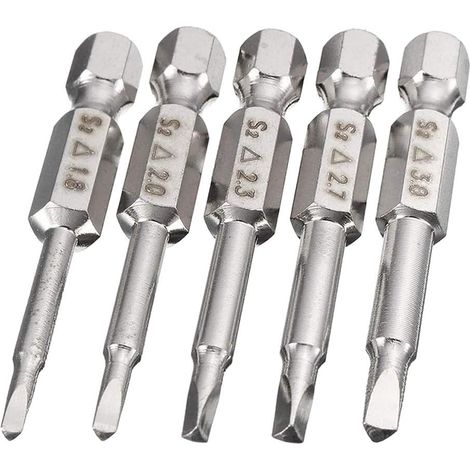 5-teiliger Satz Magnetischer Dreikantschraubendreher-einsätze In 1,8/2/2,3/2,7/3 Mm Mit 6,35-mm-sechskant-schaft (1/4 Zoll), S2-stahl-dreikantspitze, Länge 50 Mm.
