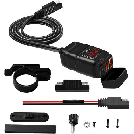 Wasserdichter Motorrad-usb-ladegerät, Doppelte Usb/qc3.0 Kfz-ladeanschluss, Wasserdichter Schnelllade-usb-anschluss Für Motorrad Mit Schalter Und Led-spannungsanzeige