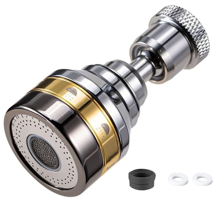 Universeller Flexibler Adapter, Axroad Mall, 75 Mm, 3 Strahlarten, 360° Drehbar, Einfache Installation, Für Küchen- Oder Badarmaturen, Edelstahl + Abs, Silber/gold