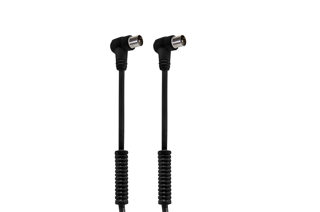 Tv-antennenkabel Stecker-buchse Gewinkelt Schwarz, 1,5m
