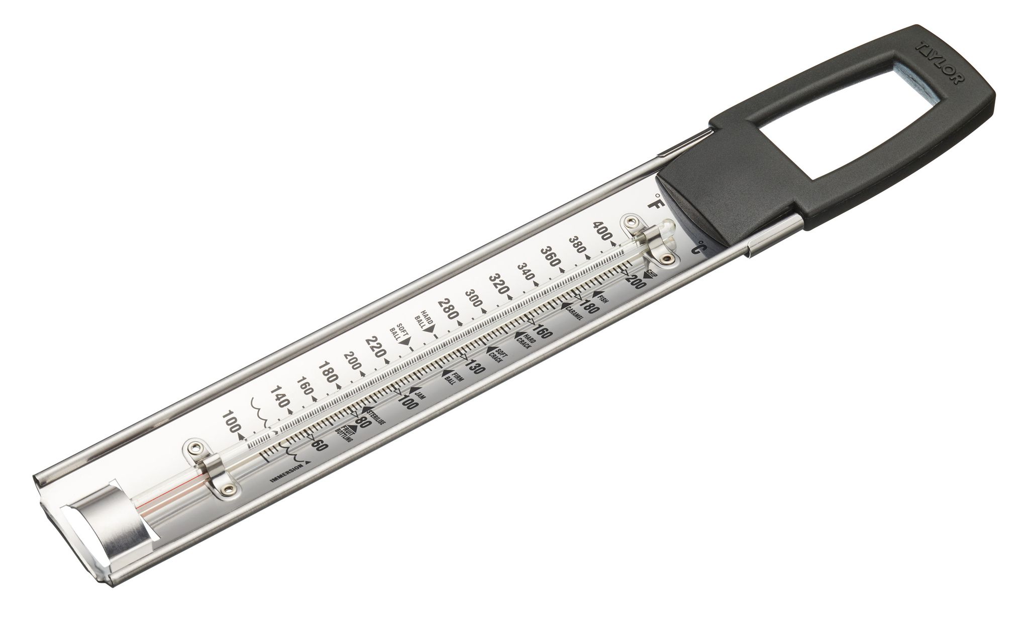 Taylor Pro Marmeladenthermometer, Temperaturanzeige Dezum Kochen Von Marmelade, Karamell Oder Süßwaren, Friteusen Mitgriff De Cold Touch, Edelstahl Silber/schwarz