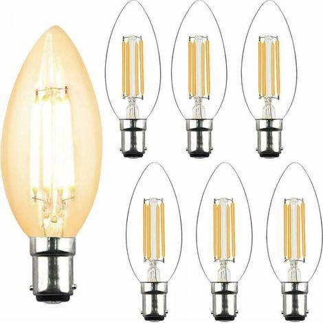 4w C35 B15 Led-fadenlampe, Nicht Dimmbar, Kerzenform, 2700k Warmweiß, Entspricht 40w Glühlampe, 360-grad-abstrahlwinkel, 6er-pack