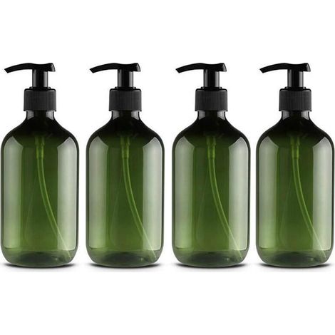 4er-set Kunststoffflaschen Mit Pumpspender Für Haustierlotion, Shampoo, Duschgel Und Handcreme, 500 Ml, Grün Und Braun