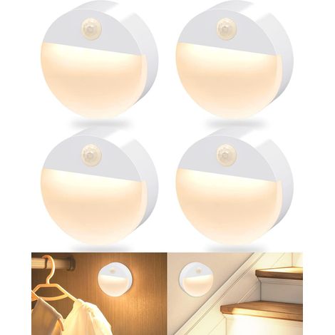 4er-set Led-treppenlichter Mit Bewegungssensor, Batteriebetrieben, Geeignet Für Flure, Warmweißes Licht.