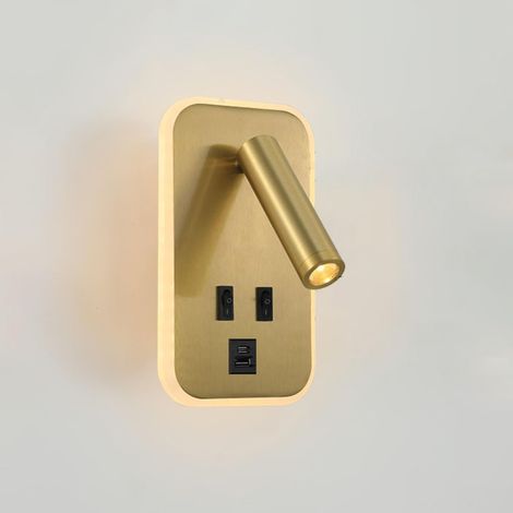 Wandleuchte Mit Led Und Schalter, Innenleuchte Mit Usb-ladeanschluss, Drehbare Schlafzimmerleuchte 350°/90°, 3000k (3w+10w)