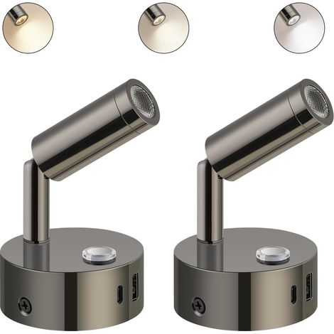 Led-leselampen, 2er-set, Dimmbar (3000k–6000k), Mit Usb-a+c-anschluss, Geeignet Für Boote, Autos Und Transporter.