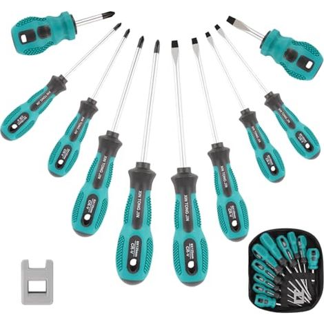Magnetischer Schraubendrehersatz, 10-teiliger Satz Mit 5 Flachschraubendrehern, 5 Kreuzschlitz-schraubendrehern, 2-in-1-entmagnetisierungsfunktion