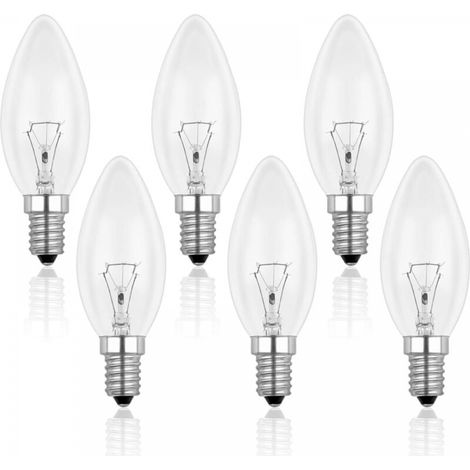 Glühbirne E14 60w 230v, Kerzenform E14, Dimmbar, Warmweiß 2700k, 600lm, C35 Klare Glühlampe, Für Kronleuchter, Schreibtischlampe, 6er-pack