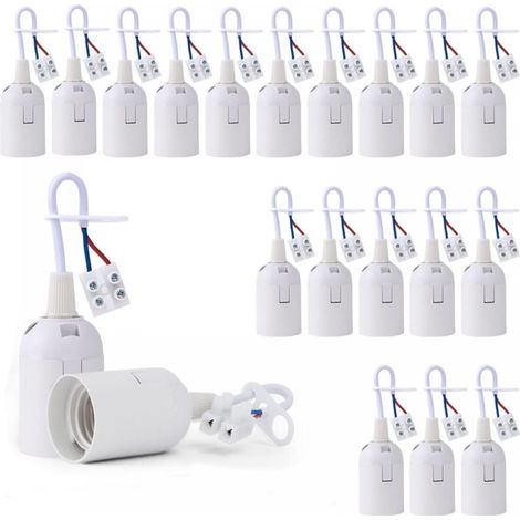 20 Lampenfassung E27 Mit Phasenprüfer, Lichtbasis, Aufhängungsfassung, Baustellenfassung, Renovierungsfassung, Ersatzfassung, Gebäudefassung Mit Kabel