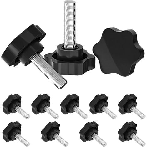 12 Stück Flügelmuttern M6 X 40 Mm – Sterngriffschrauben, Knebelmuttern, Sternförmige Griffe, Gerändelt – Für Maschinen, Industrie, Ausrüstung