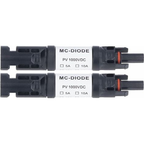 2er-set Pv-solarsteckverbinder 1000 V Mit Integrierter Anti-rückstromdiode, Ip68 Wasserdicht Für Die Verbindung Von Solarmodulen (10 A)