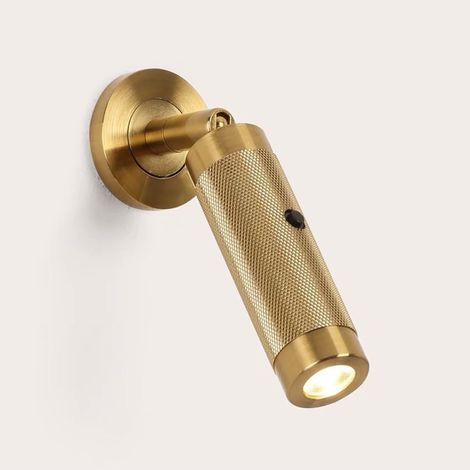 Moderne Und Verstellbare Led-wandlampe Mit Ein/aus-schalter, Schwenkbarer 3w-spot Aus Gebürstetem Aluminium, In Gebürstetem Messingfarbe, Ideal Zum Lesen Im Innenbereich.