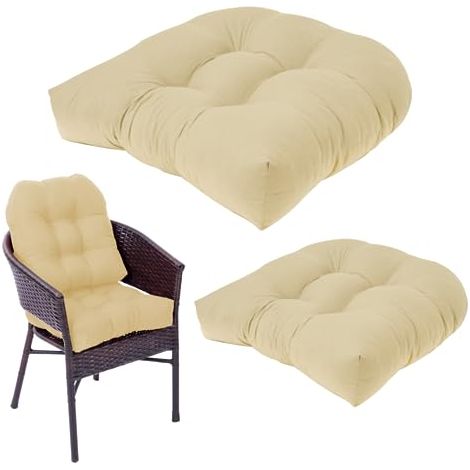 2-teilige Sitzkissen Für Den Außenbereich, 19x19 Zoll, Weiche Rattan-stuhlkissen, Atmungsaktiv, Einfarbig, Komfortabel, Elastische Sitzauflagen Für Gartenstühle