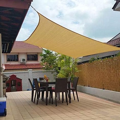 Rechteckiger Sonnenschutz 10' X 20' Aus Stoff Für Die Terrasse, Ideal Für Garten-, Terrassen- Und Poolüberdachungen In Sandfarbe