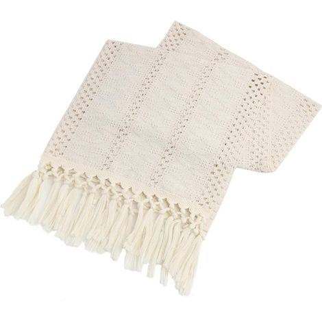 Tischläufer Boho Beige Mit Quasten, Mischung Aus Baumwolle Und Leinen In Makramee, Rustikaler Farmhausstil, Für Küche, Hochzeiten Und Feste, Esszimmerdeko,