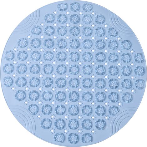 30 X 30 Cm Runde Pvc-massage-badematte, Rutschfeste Duschmatte, Antibakterielle Badezimmermatte, Maschinenwaschbare Duschmatte, Badewannenmatte Mit Ablauflöchern Und Saugnäpfen, Blau