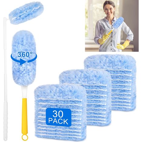 30 Stück Staubwedel-nachfüll-kit, 360° Staubwedel-nachfüllungen Mit 2 Griffen, Staubwedel-bürsten Zur Entfernung Von Haaren, Staub Und Schmutz Von Decken