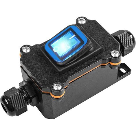 Schnurschalter, Wasserdichter Kippschalter, 12 V Dc 25 A Dpst Mit 4 Pins, Ip68, Kabelschalter Mit Doppel-offenloch-eingang (blau)