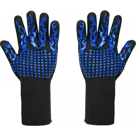 Hitzefeste Bbq-handschuhe Bis 800 °c – Schnittfeste Handschuhe L5 – Hochwertige Küchenhandschuhe Zum Grillen, Kochen, Backen Und Schweißen (1 Paar), Blau