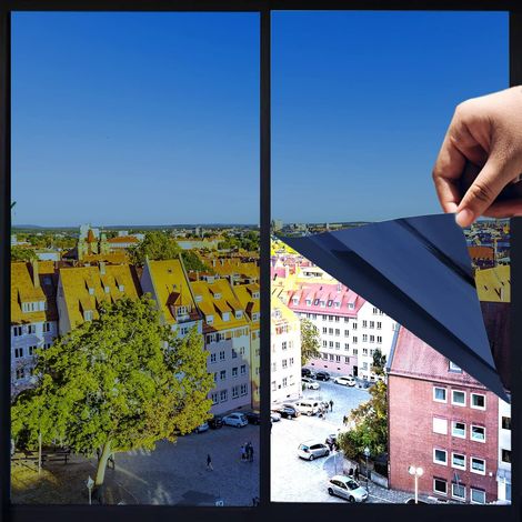 Fensterfolie Mit Thermischer Kontrolle, Lichtundurchlässig Und Uv-beständig, Unidirektionaler Reflektor, Hochwertiges, Flammhemmendes Pet-material, Blau, 45 Cm X 100 Cm