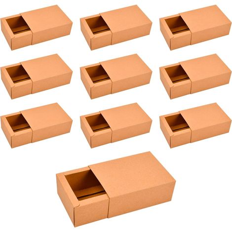 Geschenkboxen Aus Karton Mit Deckel, 10 Faltbare Geschenkboxen, Kleine Verpackung Für Pakete, Schubladenboxen Aus Kraftpapier Für Schokolade, Kekse, Süßigkeiten, Hochzeit, Weihnachten, 11×8×4 Cm