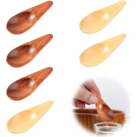 6 Stück Kleine Holzlöffel, Mini-holzlöffel Aus Natürlichem, Ökologischem Holz, 6,5 Cm Große Honiglöffel Für Tee, Holzküchenlöffel Für Marmeladengläser, Zucker, Kaffee, Tee Und Gewürze