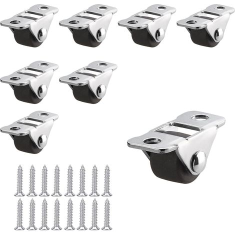 Set Mit 8 Mini-möbelrollen Aus Gummi, Leise, 0,5 Zoll (12 Mm) – Braune Gummiräder, Metallplatte, Tragfähigkeit 10 Kg, Ideal Für Kleine Möbel