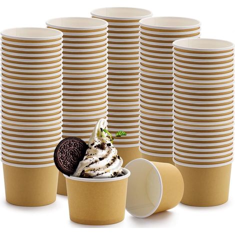 100er-pack Einweg-papierbecher Für Eiscreme – 236,8 G – Für Heiße Und Kalte Speisen – Suppe, Sundae, Speiseeis