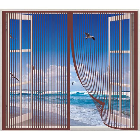 Magnetisches Fliegengitter 130 X 150 Cm, Leicht Zu Öffnen Und Zu Schließen, Einfache Installation, Geeignet Für Schiebefenster In Bogenform – Kaffee-braun