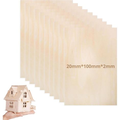 10 Stück Sperrholz 2 Mm, Balsa-holz Für Modellbau 20x10 Cm, Holzblatt, Holz Für Lasergravur, Holz Für Diy-modellbau Und Brandmalerei (20x10 Cm)