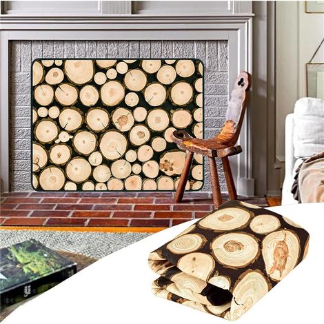 Magnetischer Kaminvorhang, Wärmeschutzabdeckung Für Den Kamin Verhindert Nächtlichen Wärmeverlust 82x99 Cm – Holzscheitstapel