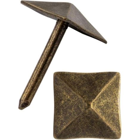 Satz Aus 50 Dekorativen Nägeln Aus Bronze Mit Patiniertem Messing, 12 X 12 Mm