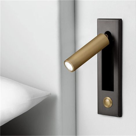 Bronze-leseleuchten, Wandmontierte Kopfteil-lampe Mit Einbauschalter Und Druckknopf-schalter Für Schlafzimmer