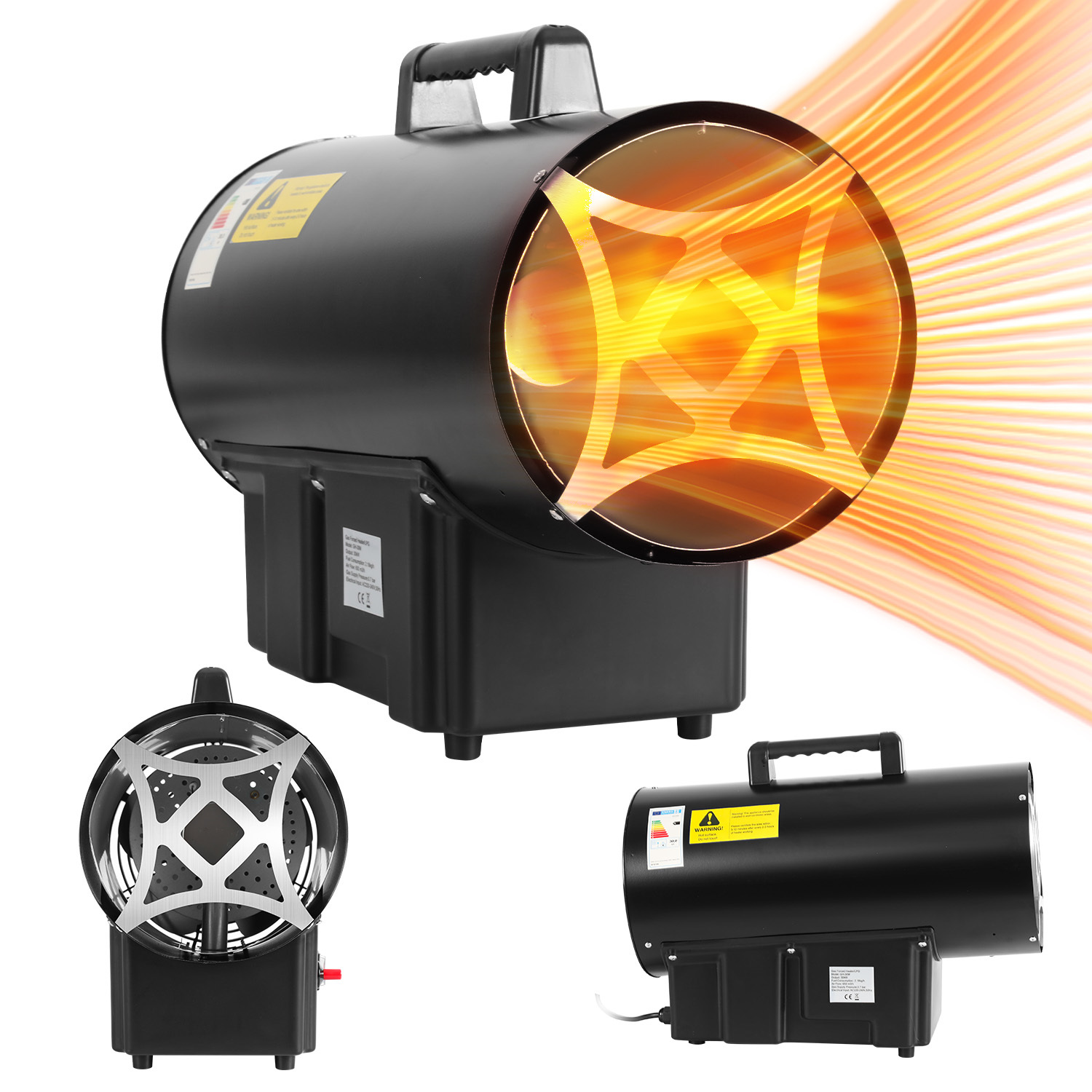 Tolletour Mobiler Gasheizer 30 Kw Gasheizgebläse 700 Mbar, Leistungsstarker Bauheizer Heizlüfter Für Werkstatt Halle Garage Und Baustelle